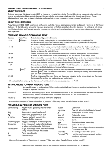Walking Tune: C Educational Pack