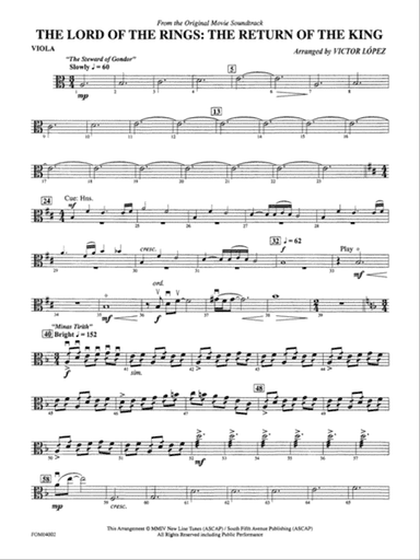 The Lord of the Rings: The Return of the King, Suite from: Viola