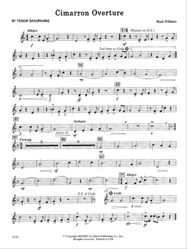 Cimarron Overture: B-flat Tenor Saxophone