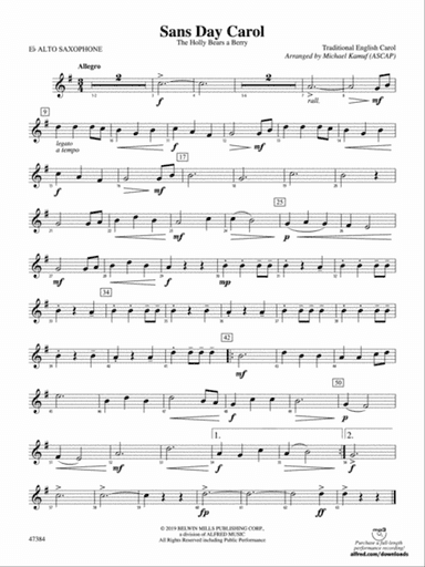 Sans Day Carol: E-flat Alto Saxophone