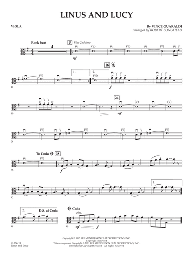 Linus and Lucy (arr. Robert Longfield) - Viola