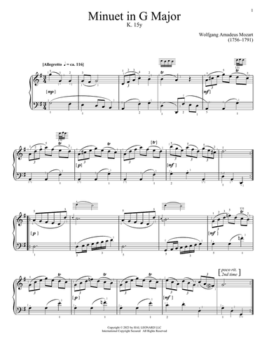 Minuet in G Major, K. 15y