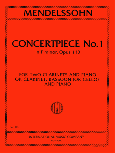 Concert Piece No. 1 in F minor, Op. 113 for Clarinet, Bassoon & Piano or 2 Clarinets & Piano