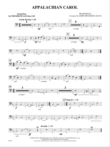 Appalachian Carol: (wp) 3rd B-flat Trombone B.C.