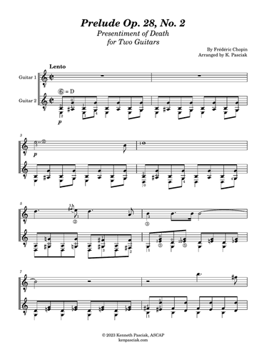 Prelude, Op. 28, No. 2, Presentiment of Death (for Two Guitars)
