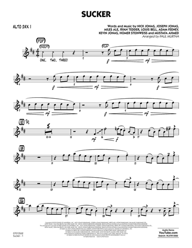 Sucker (arr. Paul Murtha) - Alto Sax 1