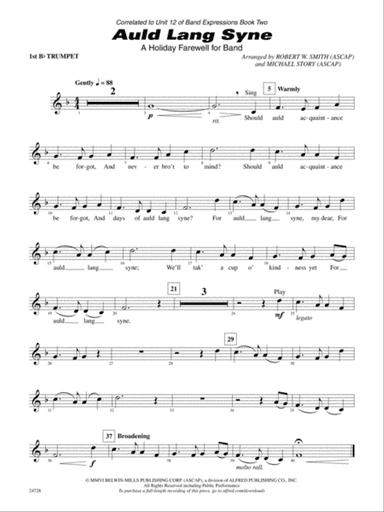 Auld Lang Syne (A Holiday Farewell for Band): 1st B-flat Trumpet