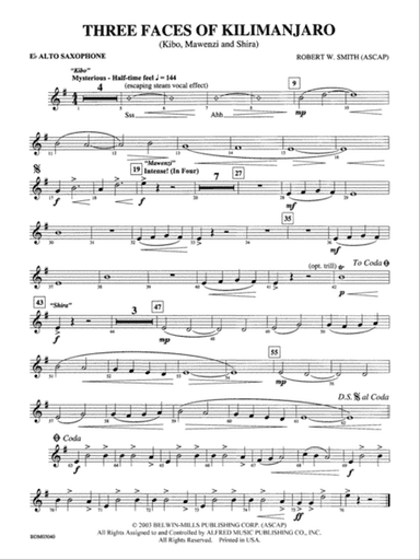 Three Faces of Kilimanjaro (Kibo, Mawenzi, and Shira): E-flat Alto Saxophone