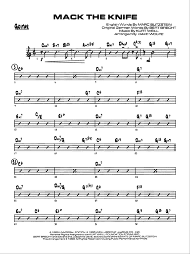 Mack the Knife (from The Threepenny Opera): Guitar