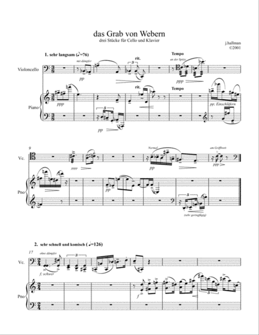 das grab von Webern (for cello and piano)