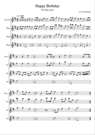 Happy Birthday - for flute choir