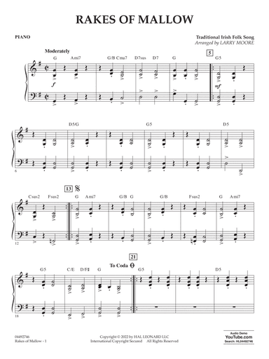 Rakes of Mallow (arr. Larry Moore) - Piano