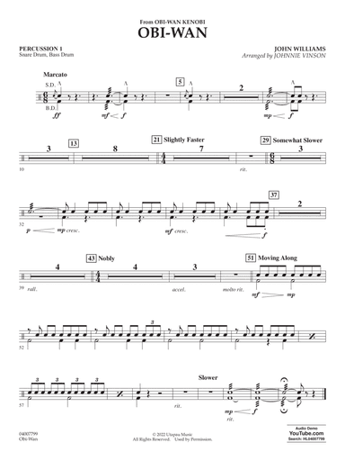 Obi-Wan (arr. Johnnie Vinson) - Percussion 1