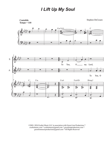 I Lift Up My Soul (Duet for Soprano and Alto solo)