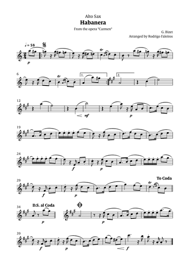Habanera (for solo alto sax)