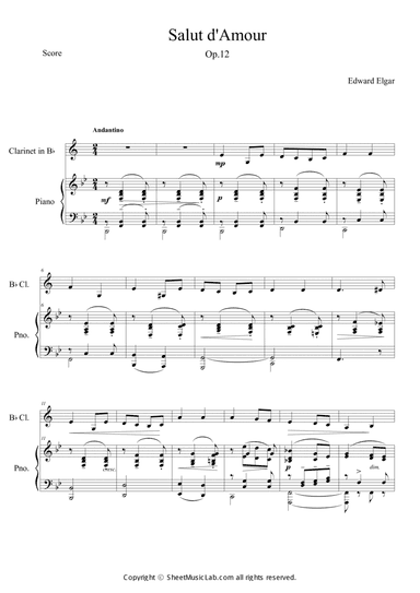Salut d'amour Short&Easy Version in Bb