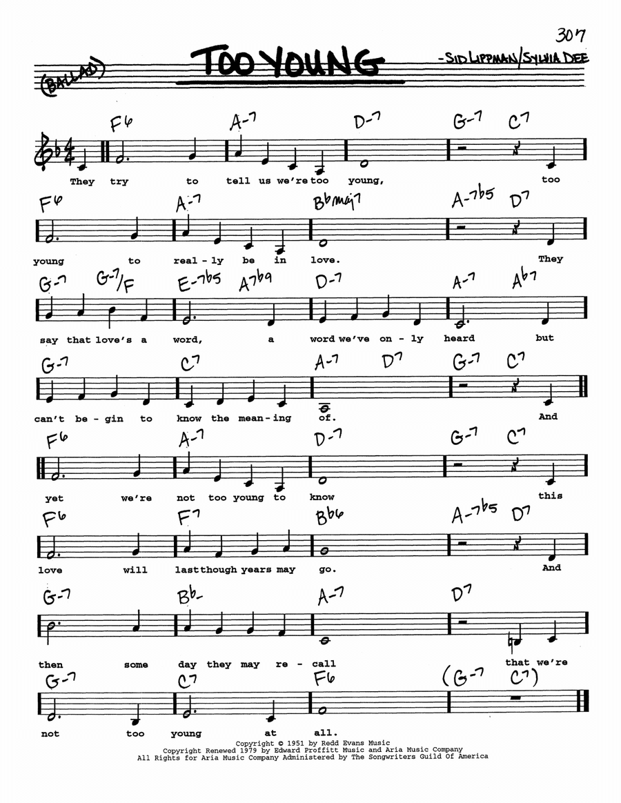 Too Young (Low Voice)