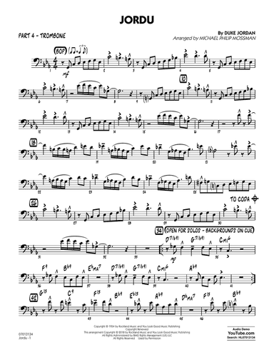 Jordu (arr. Michael Mossman) - Part 4 - Trombone