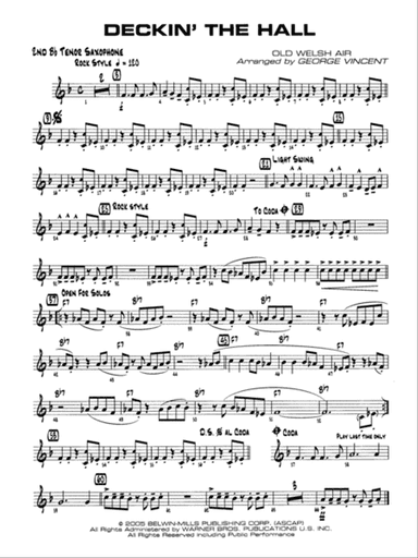 Deckin' the Hall: 2nd B-flat Tenor Saxophone