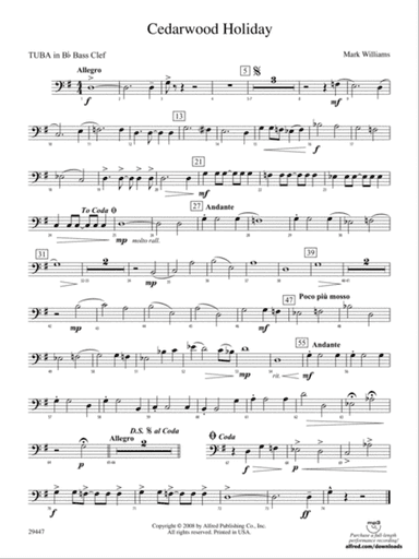 Cedarwood Holiday: (wp) B-flat Tuba B.C.