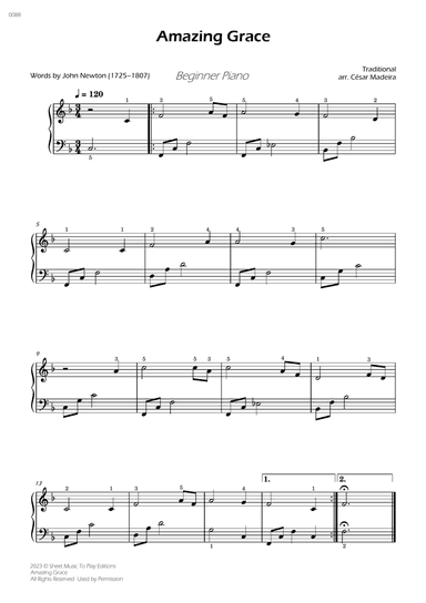 Amazing Grace - Easy Piano (Full Score)