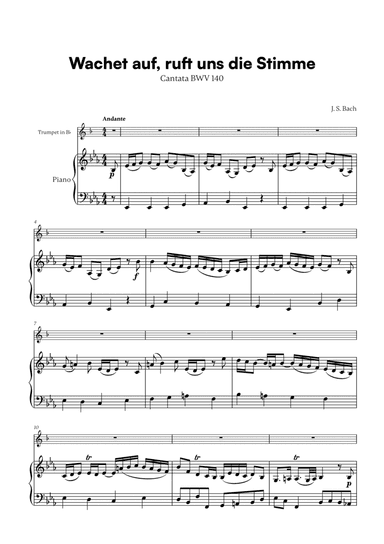 Johann Sebastian Bach - Wachet auf, ruft uns die Stimme (for Trumpet in Bb and Piano)
