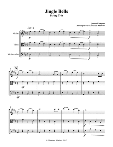 Jingle Bells Violin Viola and Cello Trio