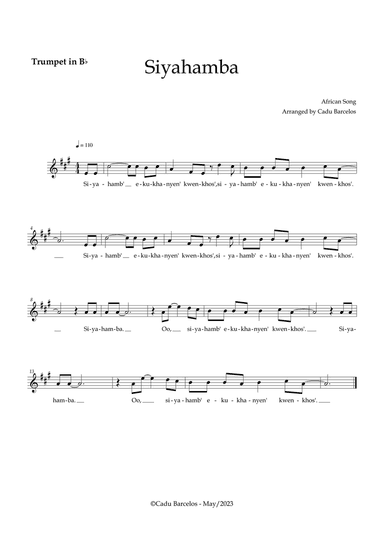 Siyahamba - Trumpet (African Song)