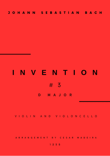 Invention No.3 in D Major - Violin and Cello (Full Score and Parts)