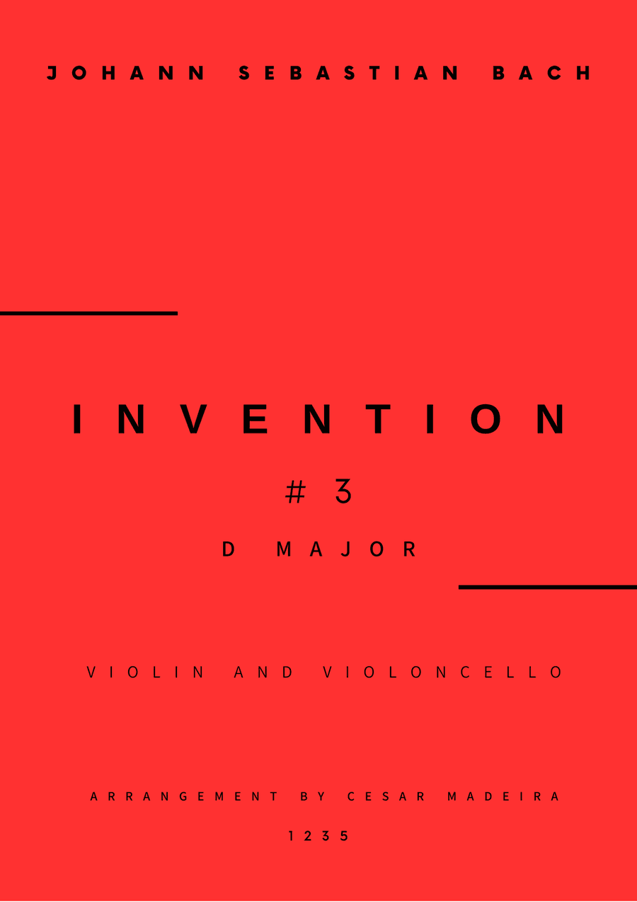 Invention No.3 in D Major - Violin and Cello (Full Score and Parts)