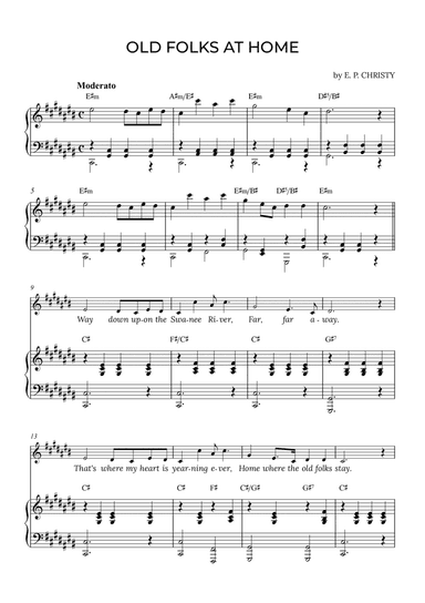 OLD FOLKS AT HOME in C# with chords