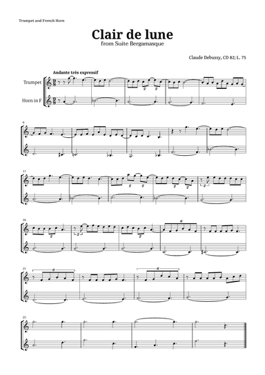 Clair de Lune by Debussy for Trumpet and French Horn