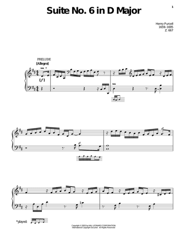 Suite No. 6 In D Major