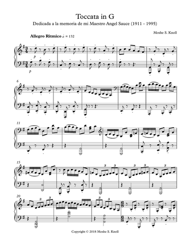 Toccata in G for Piano Solo