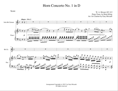 Horn Concerto No. 1 in D - K 412