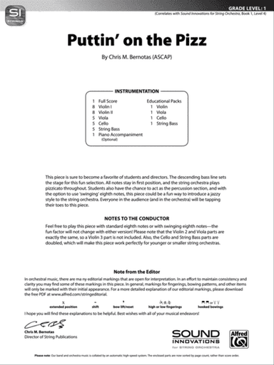 Puttin' on the Pizz: Score
