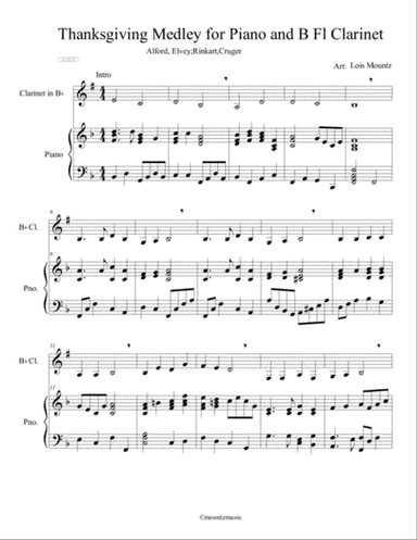 Thanksgiving Medley for piano and B fl Clarinet