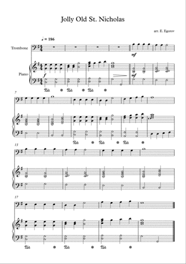 Jolly Old St. Nicholas, For Trombone & Piano