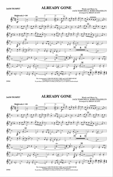 Already Gone: 2nd B-flat Trumpet