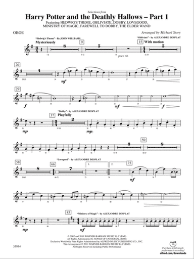 Harry Potter and the Deathly Hallows, Part 1, Selections from: Oboe