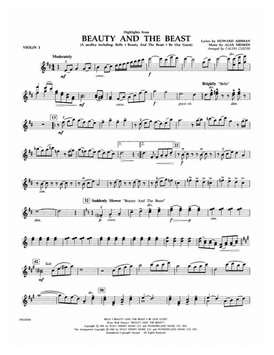Beauty and the Beast Highlights (arr. Calvin Custer) - Violin 1