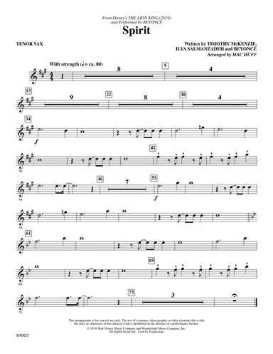 Spirit (from The Lion King 2019) (arr. Mac Huff) - Tenor Sax