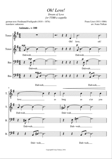 Dream of Love, TTBB, G major