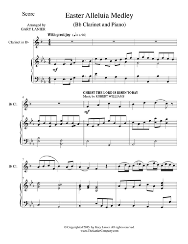 EASTER ALLELUIA MEDLEY (Duet – Bb Clarinet/Piano) Score and Clarinet Part