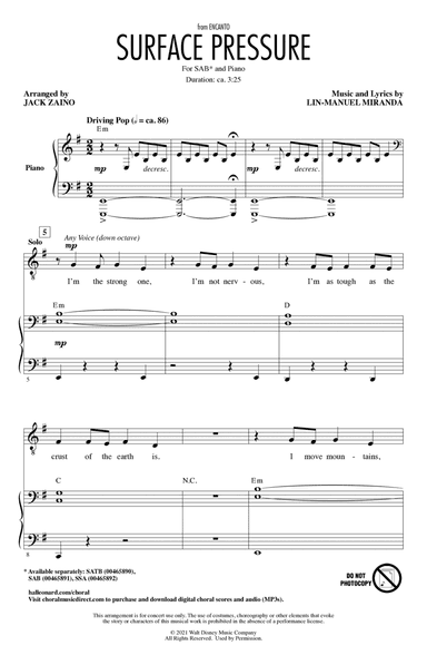 Surface Pressure (from Encanto) (arr. Jack Zaino)