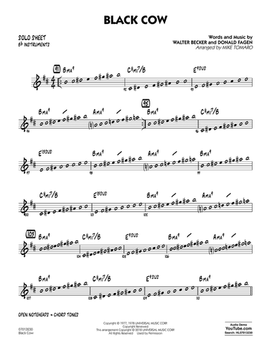 Black Cow (arr. Mike Tomaro) - Bb Solo Sheet