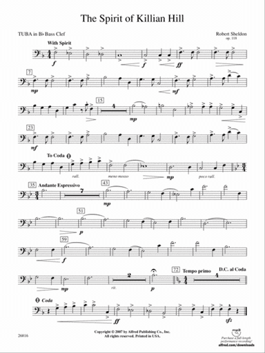 The Spirit of Killian Hill: (wp) B-flat Tuba B.C.