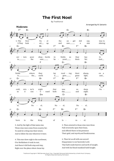The First Noel (Key of B-Flat Major)