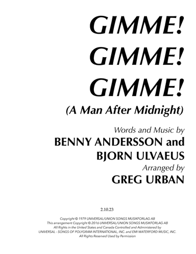 Gimme! Gimme! Gimme! (a Man After Midnight)