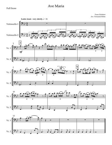 Ave Maria (Franz Schubert) for Cello Duo